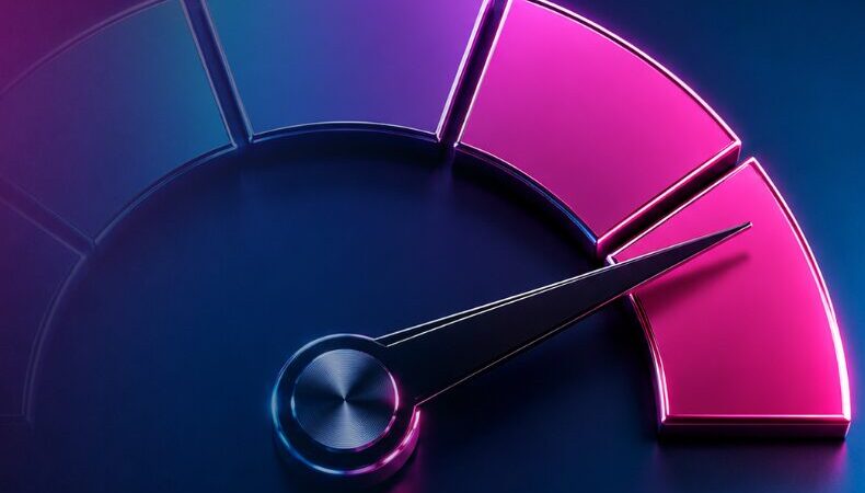 Een drukmeter die in het rood loopt.